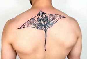 Polynesian/maori music waveforms deep-sea manta ray flowing lines tattoo idea