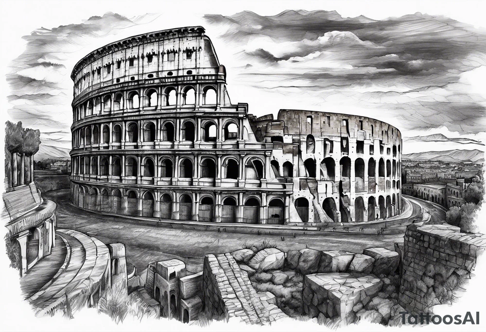 Roman soldier colosseum in background tattoo idea