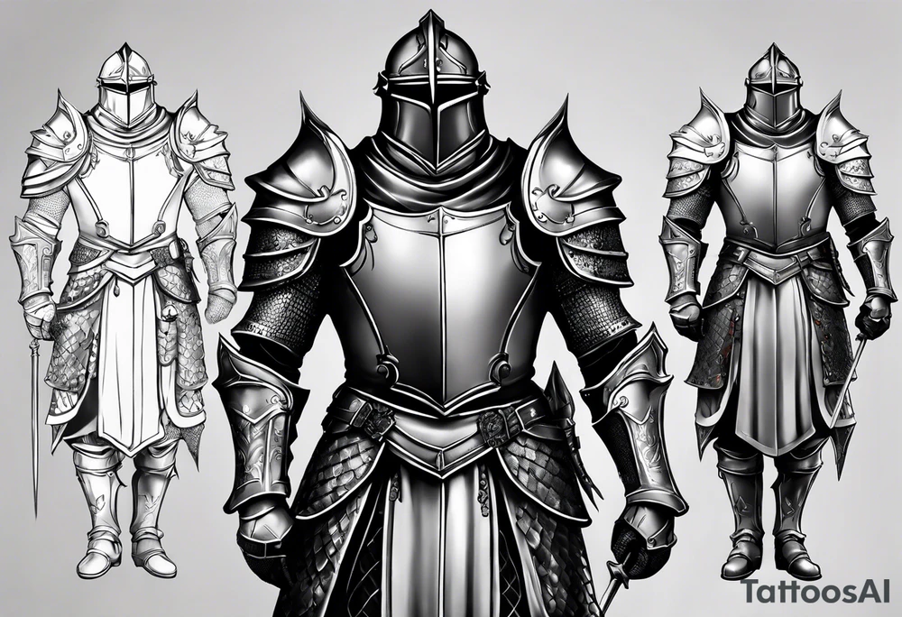 knight
 in heavy armor full body tattoo idea