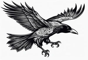 Evil raven in flight tattoo idea