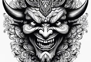Demon face with inspirational quote tattoo idea