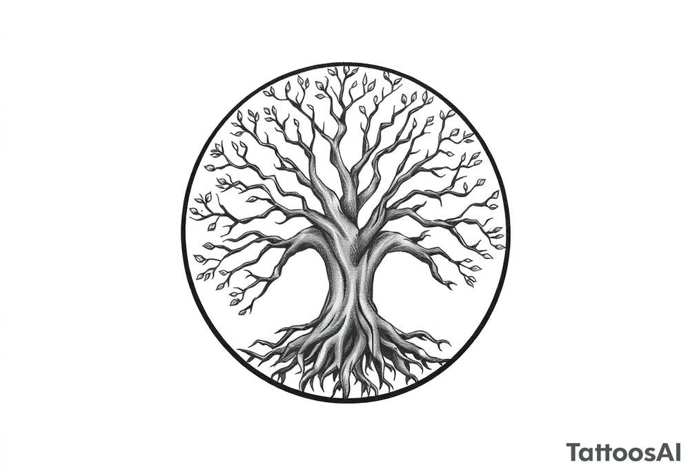 Tree of life in a circle tattoo idea