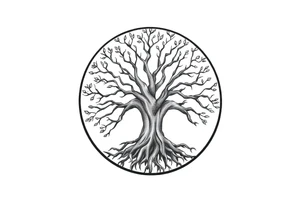 Tree of life in a circle tattoo idea