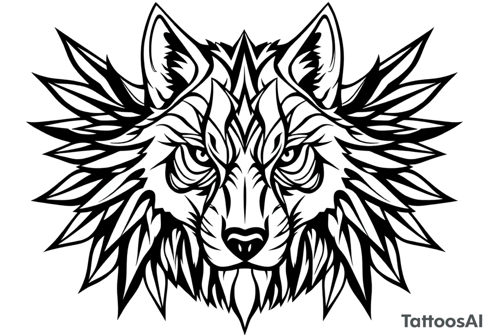 Geometric wolfface tattoo idea