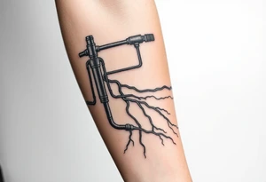 System of pipes that transitions into veins of forearm tattoo idea