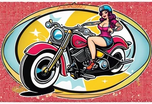 Chubby biker pin up tattoo idea