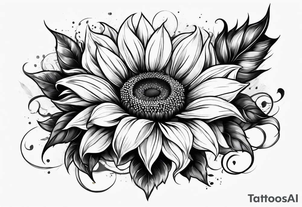 Flower fire an a sunflower tattoo idea