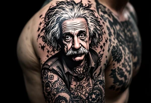 Albert einstein with tattoos all over his body tattoo idea