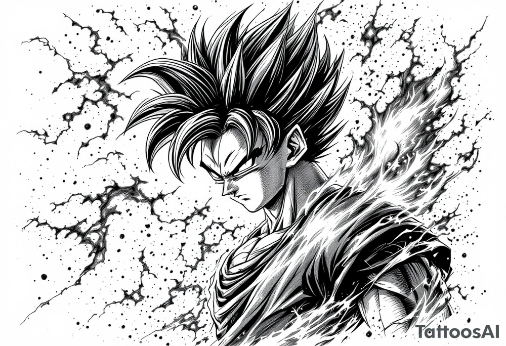 legendary dragonball z with energy aura and power effects tattoo idea