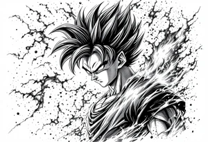 legendary dragonball z with energy aura and power effects tattoo idea