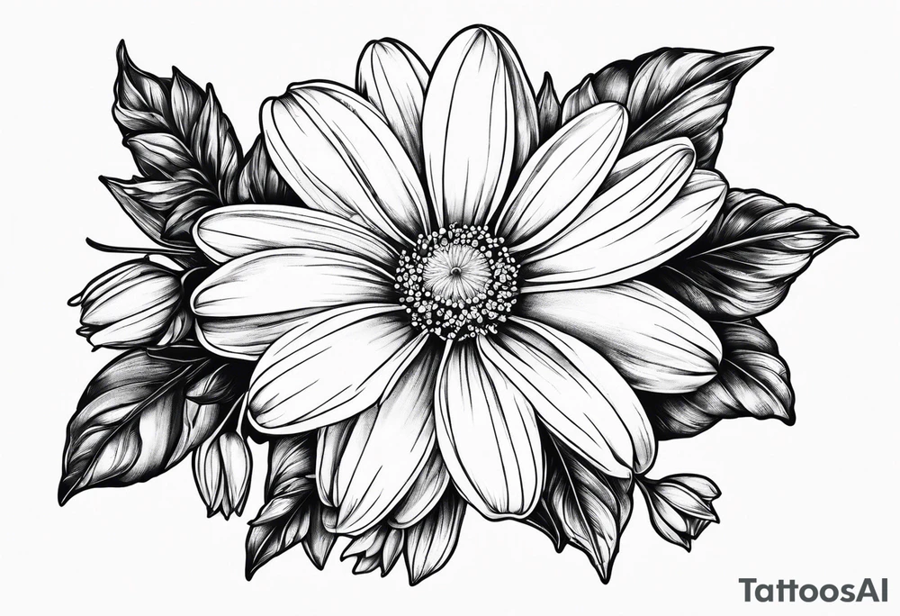 Daisy honeysuckle cosmos snowdrop tattoo idea