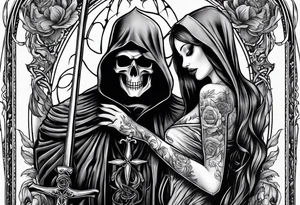 Grim reaper falls in love with human girl tattoo idea