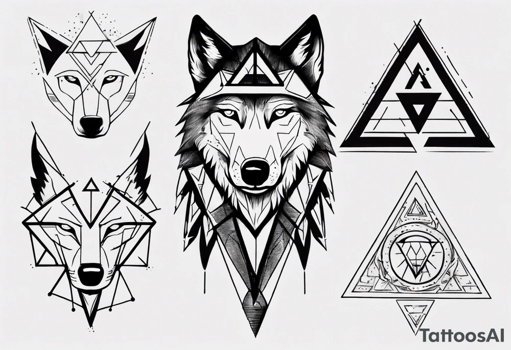 wolf head with triangle on forehead tattoo idea