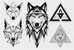 wolf head with triangle on forehead tattoo idea