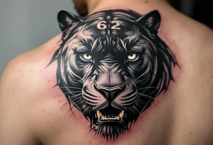 black panther with the number 62 tattoo idea