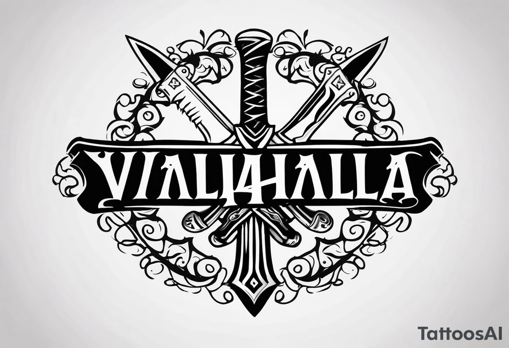 Valhalla sword shield 
 axe tattoo idea