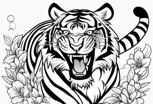 tiger smiling leaping tattoo idea