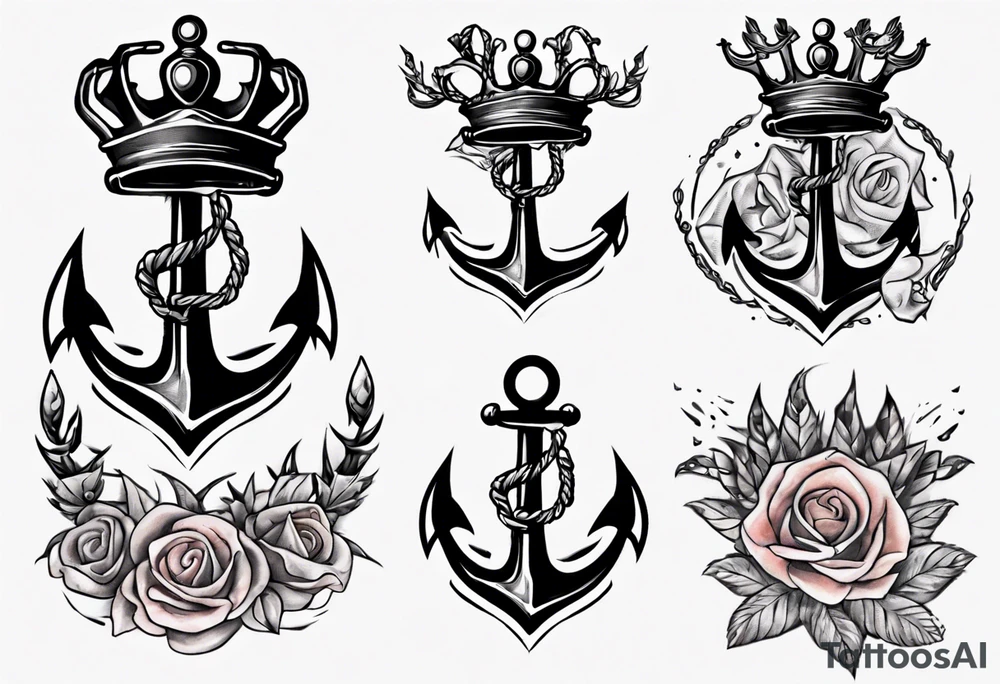 Anchor with a crown on top tattoo idea