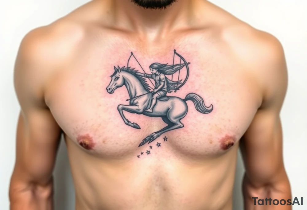 half-man, half-horse archer hovering over the world tattoo idea