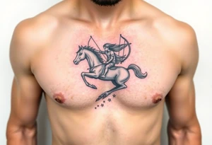 half-man, half-horse archer hovering over the world tattoo idea