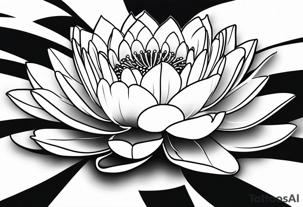 single line water lily tattoo, very simple, no shading, just outline, very small tattoo idea