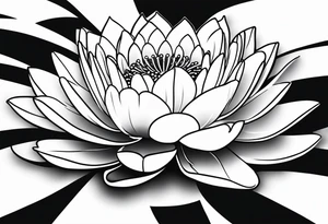 single line water lily tattoo, very simple, no shading, just outline, very small tattoo idea