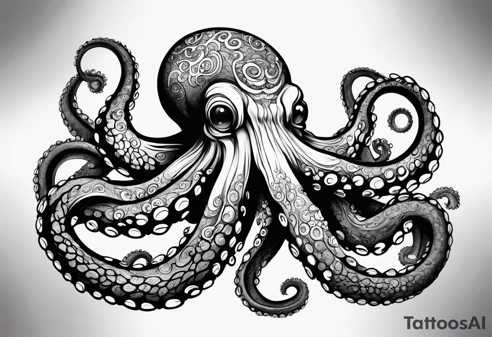 Octopus tentacle long outstretched tattoo idea