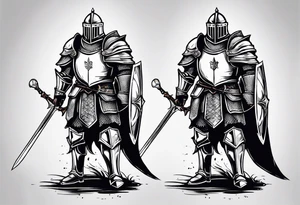 knight with heavy armor and shield tattoo idea