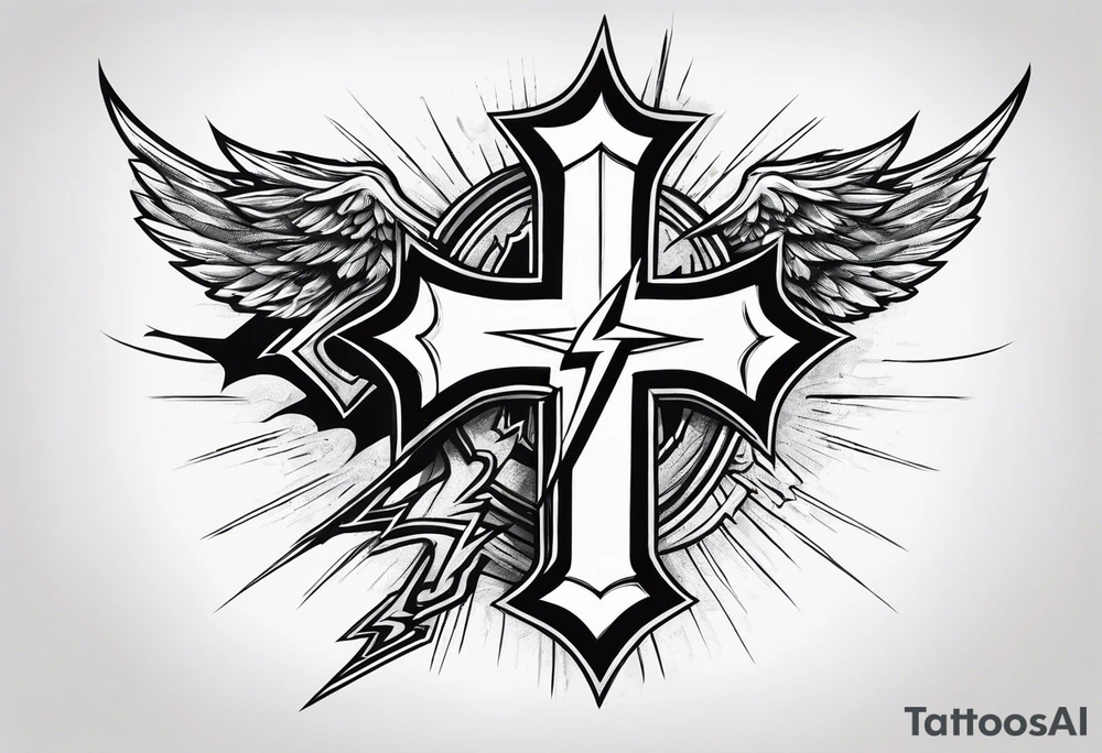 Lightning bolt with a cross tattoo idea