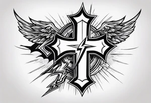 Lightning bolt with a cross tattoo idea