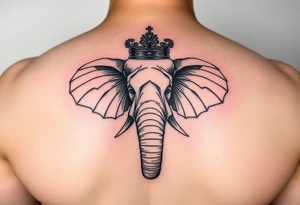 Elephant with queen crown tattoo idea