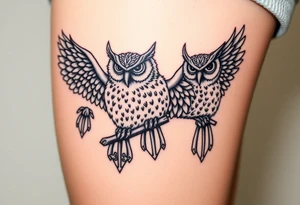 Celtic work and owls tattoo idea