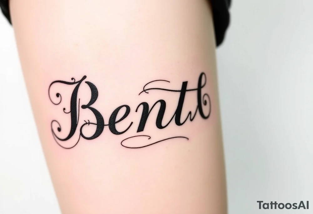 My son's name, Bentley, in Old English font tattoo idea