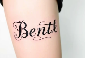 My son's name, Bentley, in Old English font tattoo idea