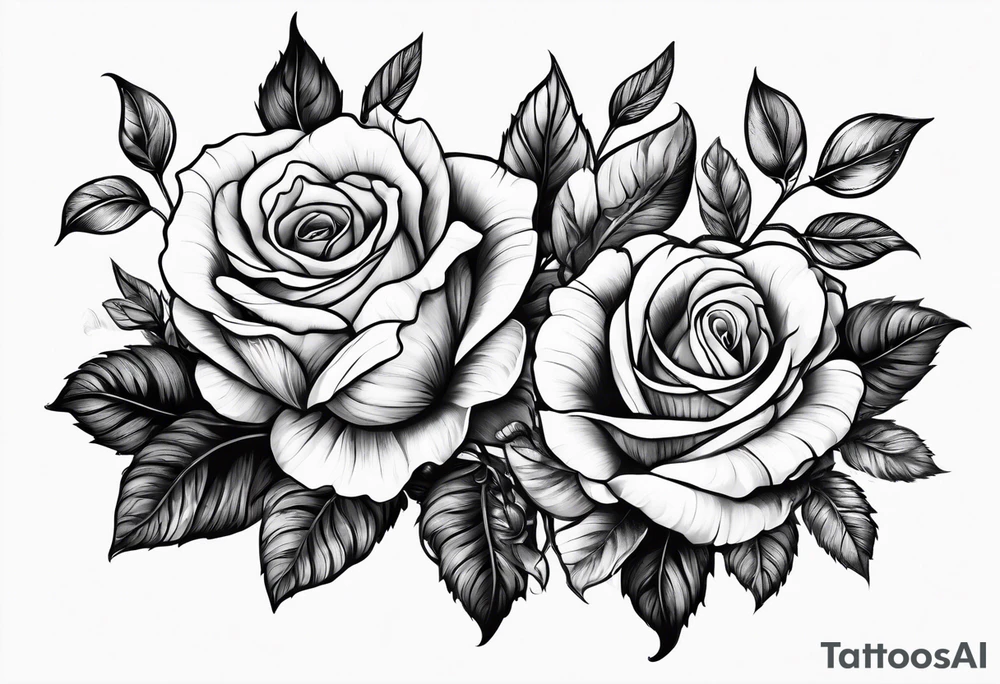 3 flowers rose avec un serpent tattoo idea