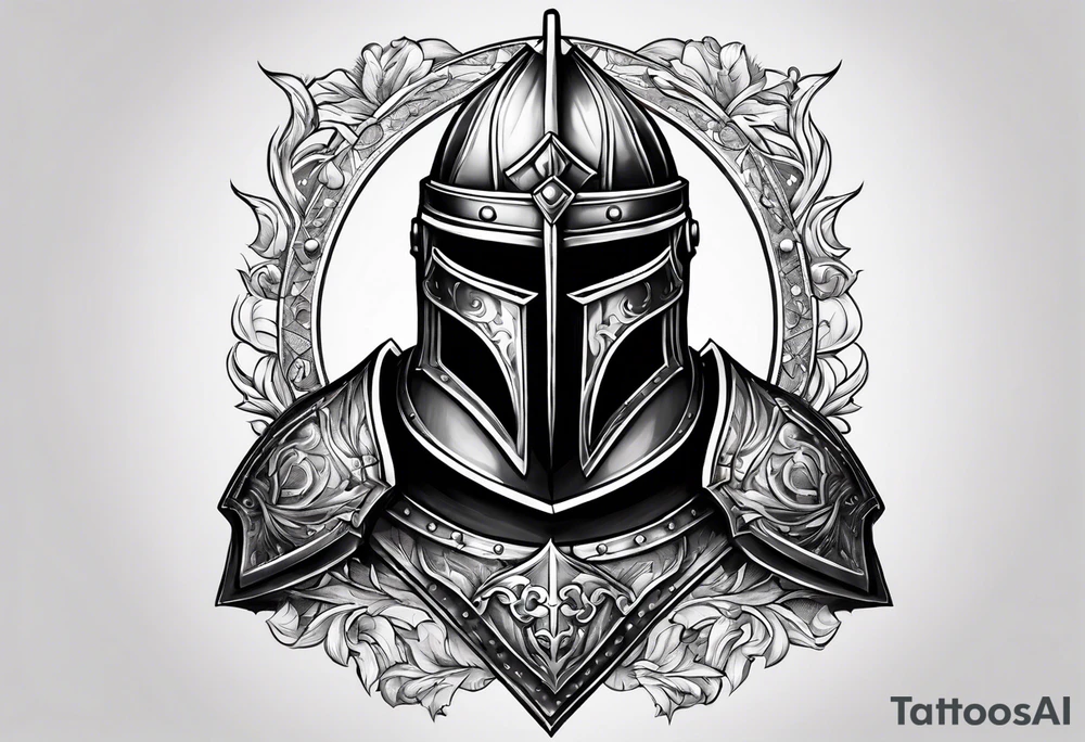 knight heavy armor and shield tattoo idea