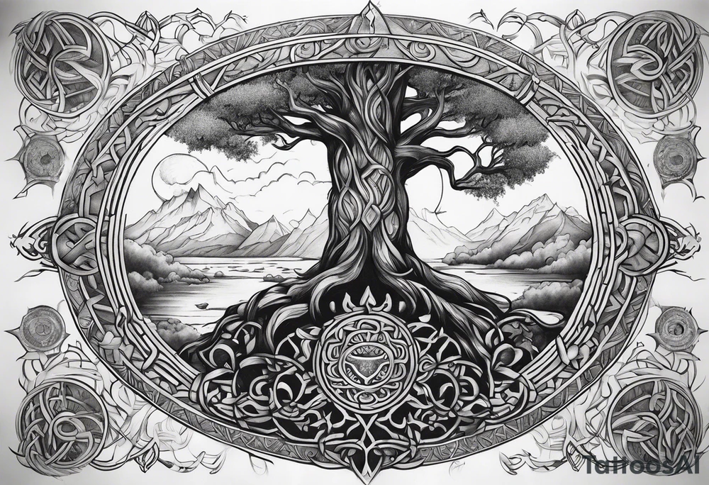 Viking Tree of Life with the nine realms tattoo idea
