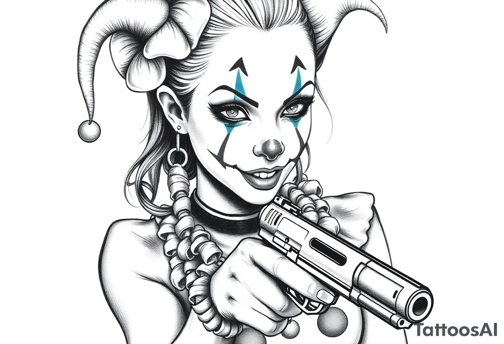 Payasa Clown Girl Gun tattoo idea
