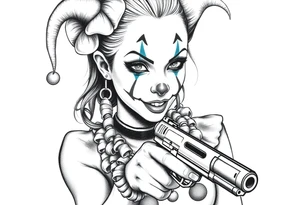 Payasa Clown Girl Gun tattoo idea