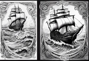 The Kraken coming out of the water and splitting a boat in half. tattoo idea