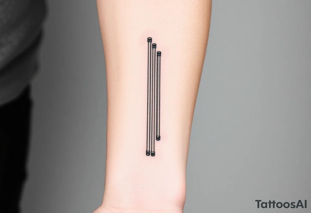 symetrical, vertical System of thin pipes that transitions gradually from the end into thick, widespread veins of forearm tattoo idea