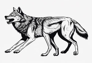 two wolves with their mouths closed and dancing on their hind legs. tattoo idea