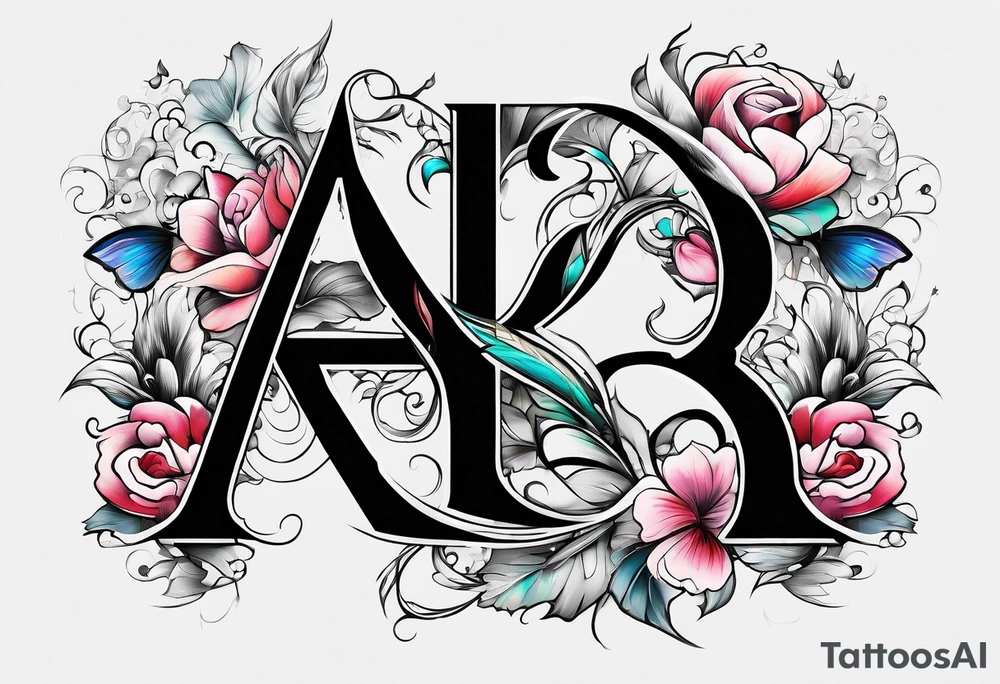 The letters AR together with the words always ready going down the side of the letters tattoo idea
