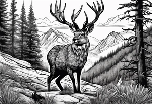 jackelope  mountain forest tattoo idea