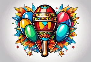 2 colorfull swinging maracas with cuban star tattoo idea