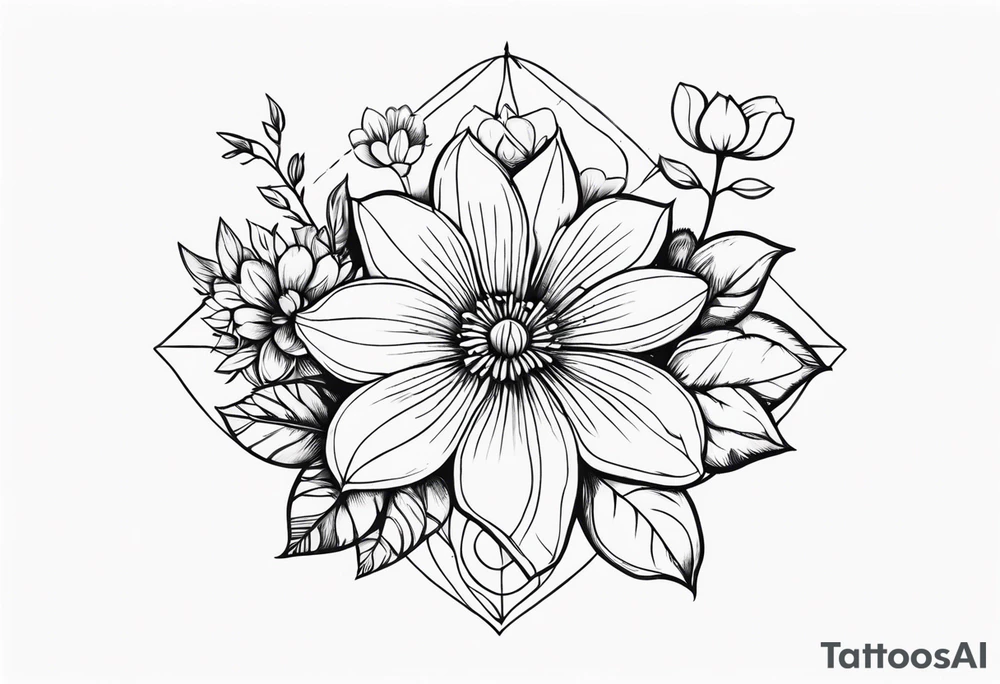 Flower with childrens names tattoo idea