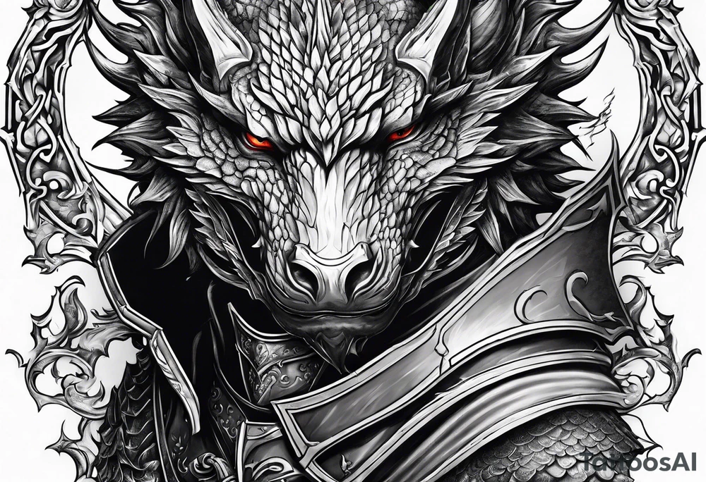 knight and dragon tattoo idea