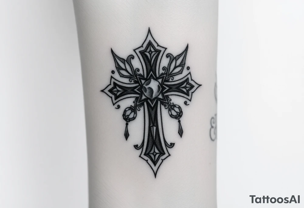 cross with jewels tattoo idea
