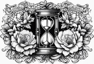 Flowers and hourglass tattoo idea