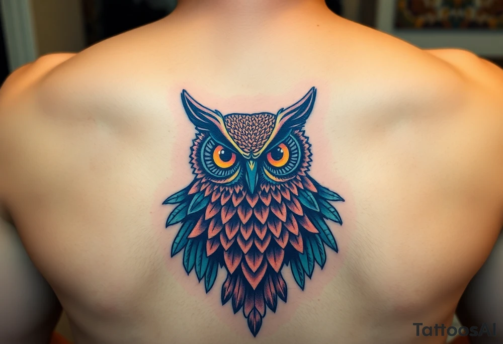 Honey comb owl tattoo idea